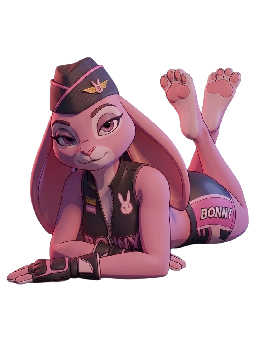 Bonny, la coneja mascota de la plataforma, con gorra y chaleco de la casa